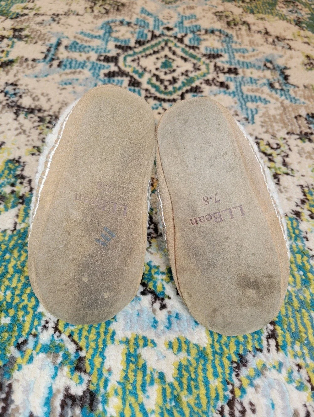 L.L.Bean Toddler Cozy Slipper Booties In Natural White Pile Fleece, Kids 7-8